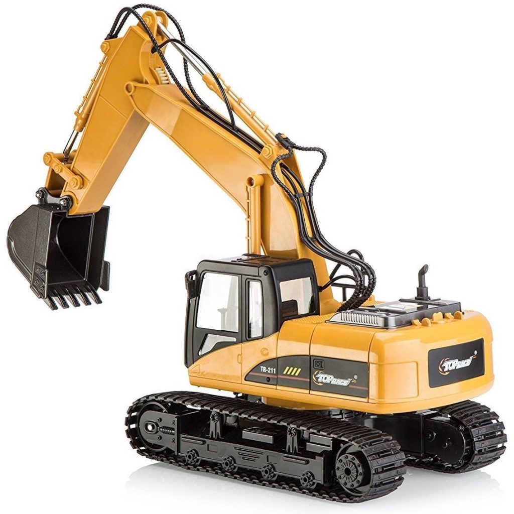 Top Race Remote Control 15 Channel Excavator, Metal Shovel Construction