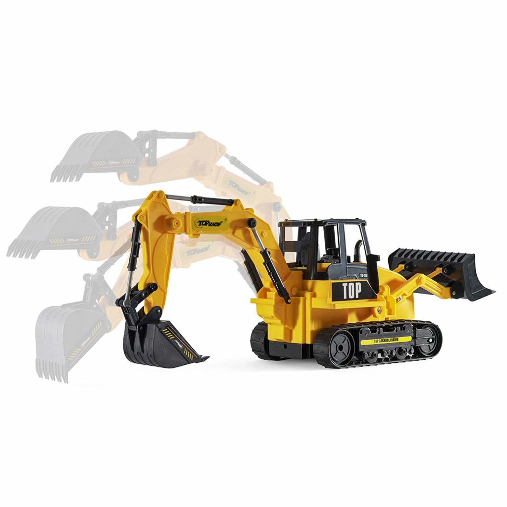 Top Race Remote Control Backhoe Loader Construction Tractor with 8 Channels (TR119)